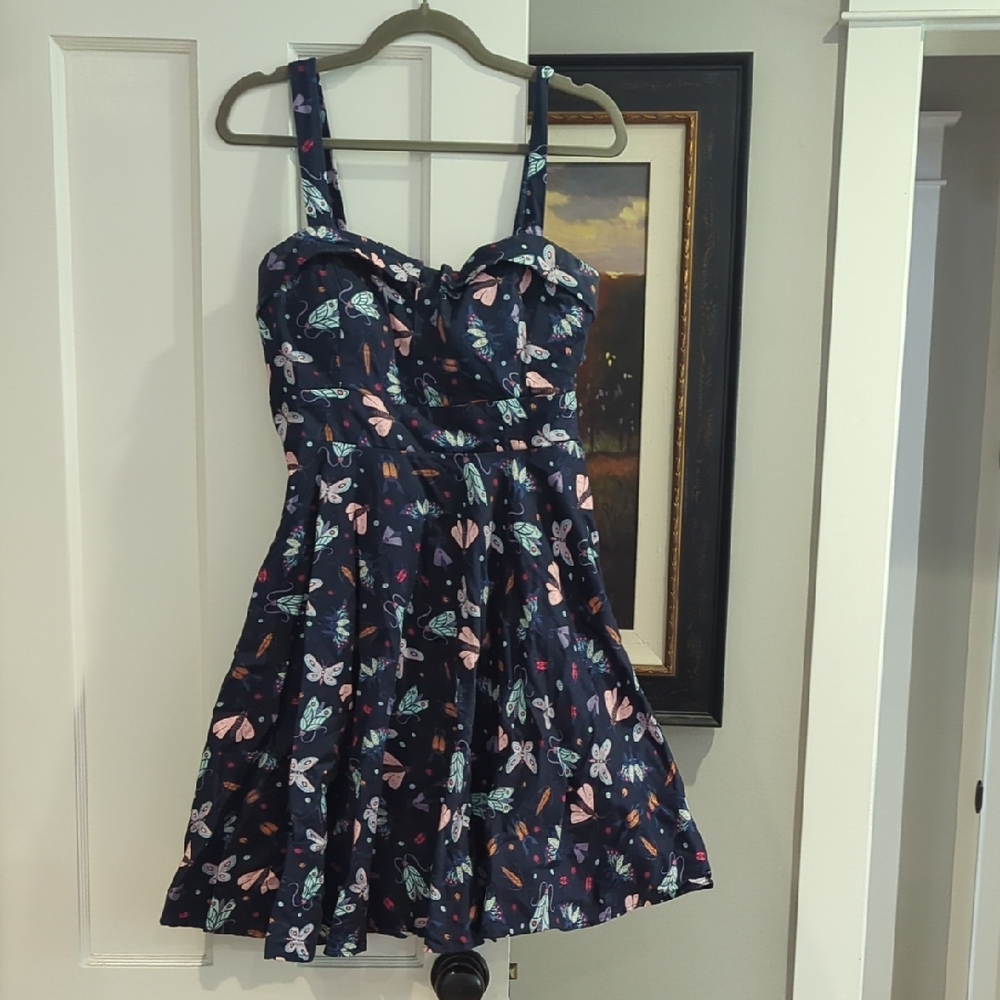 Floral Print Navy Dress